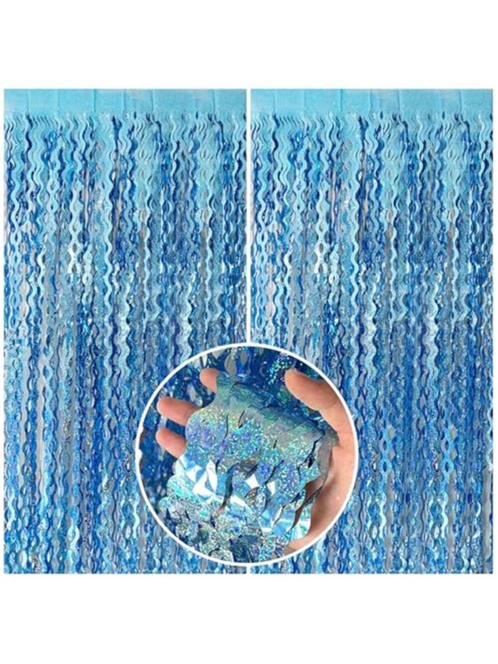 Blue Tinsel Fringe Backdrop Party Streamers Curtain Photo Booth Decor Set